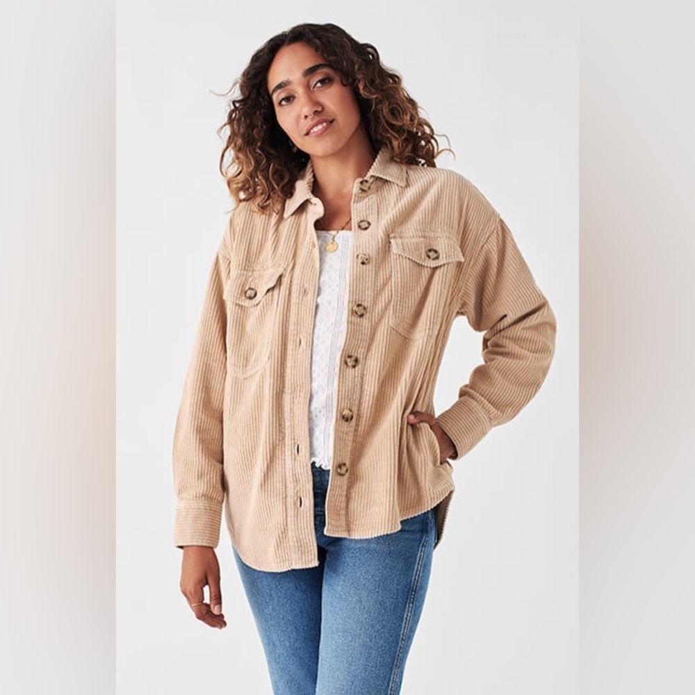 Faherty Spruce peak cord shirt jacket sand